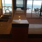 Brown Emperador Marble Island Bench  coated with Clearstone
